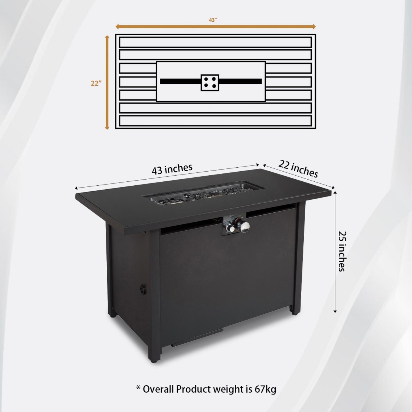 Mesa para fogata de exterior con tapa, diseño moderno, color negro