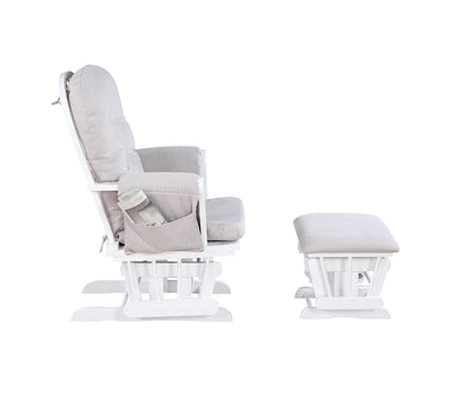 Mason - Planeador y otomana de madera blanca