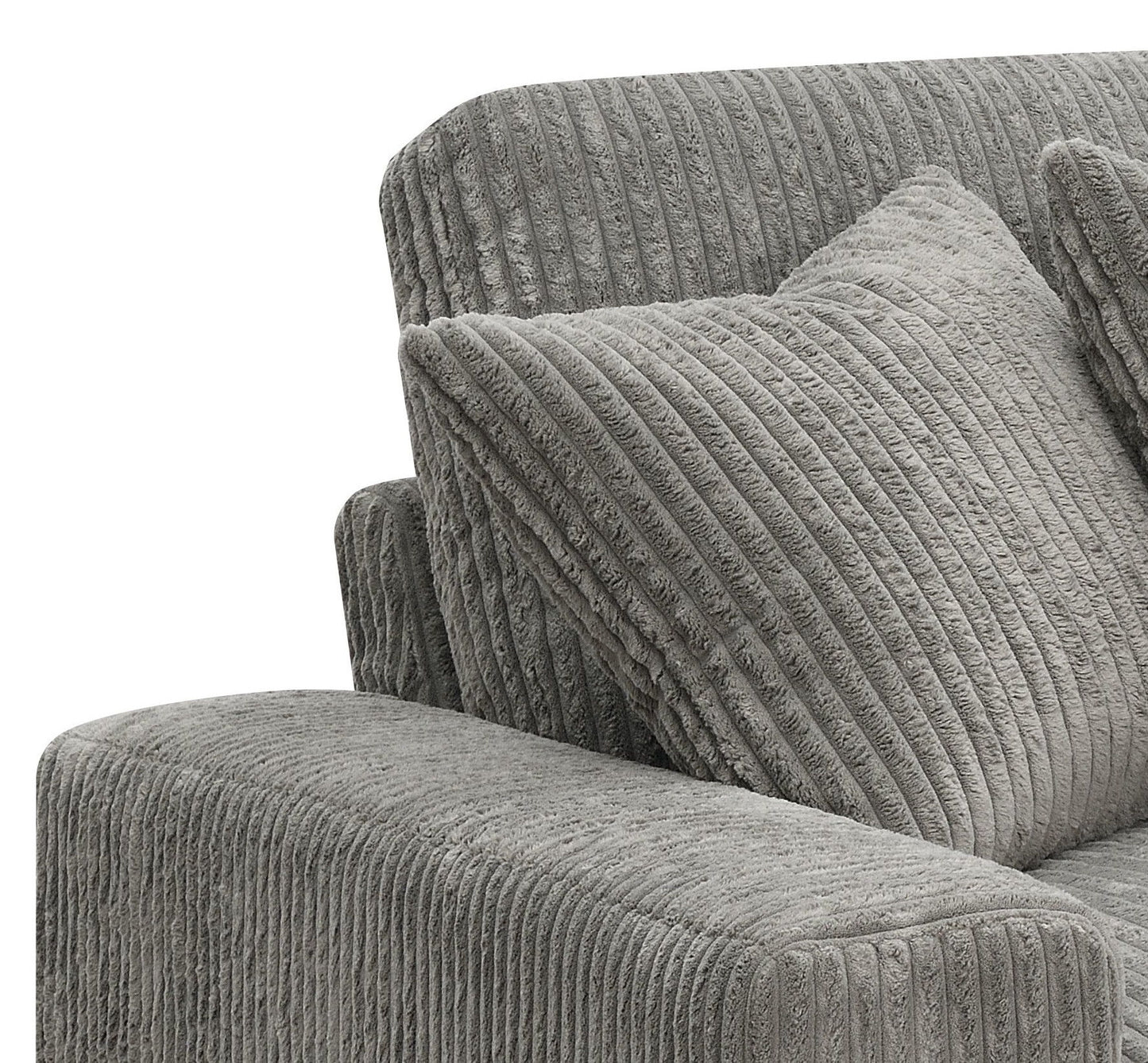 Tavia - Sofá seccional reversible con 6 cojines - Gris