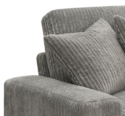 Tavia - Sofá seccional reversible con 6 cojines - Gris