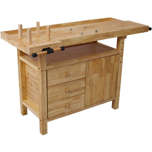 Banco de trabajo de madera para garaje, taller y hogar - Natural