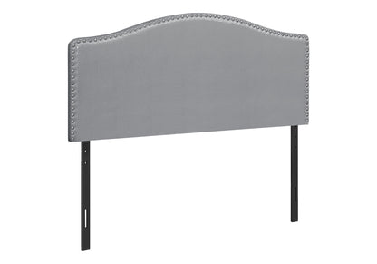 Cabecera de cama tamaño queen, tapizada, estilo transicional, gris