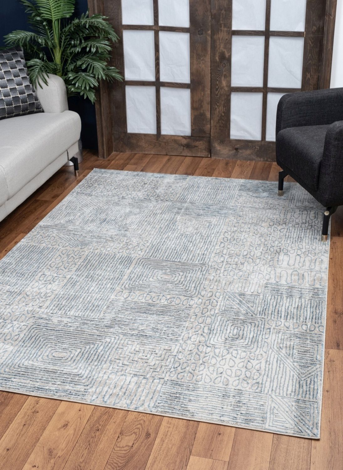 Elegancia - Alfombra de 1,60 m x 2,20 m - Azul