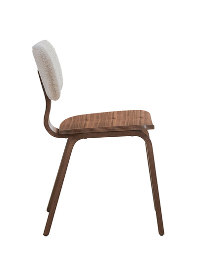 Casson - Silla auxiliar Boucle 7 de nogal (juego de 2) - Blanco/Nogal