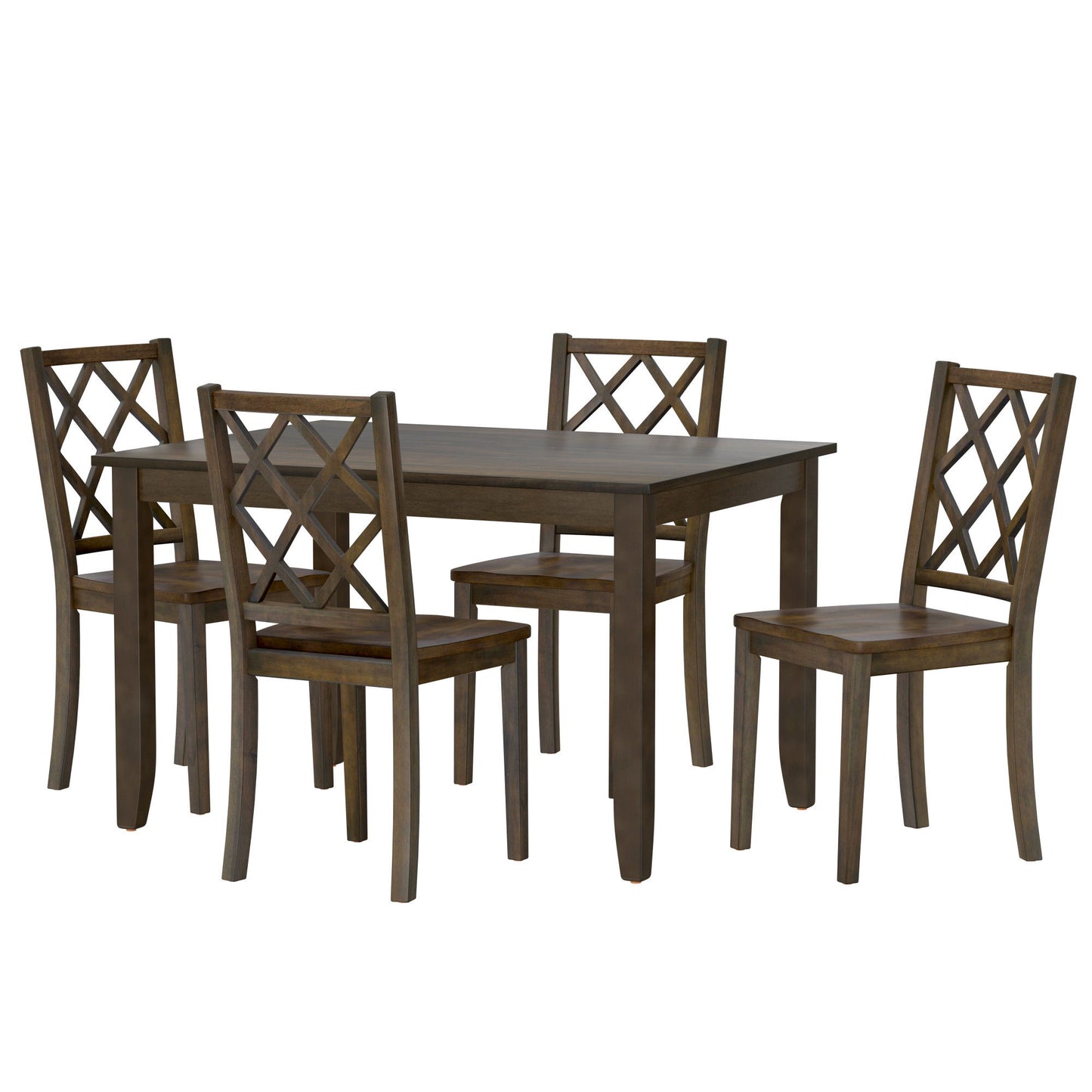 Juego de mesa de comedor de 5 piezas aterciopelado - Marrón