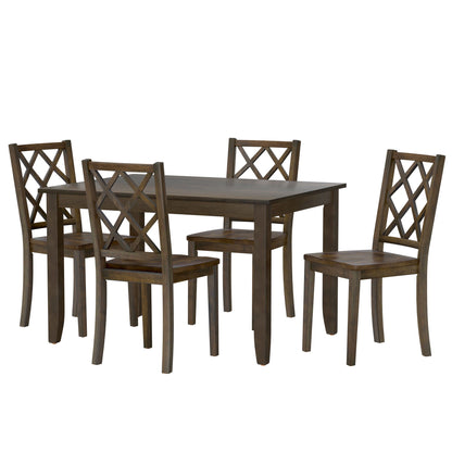 Juego de mesa de comedor de 5 piezas aterciopelado - Marrón