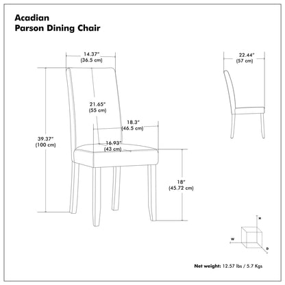 Acadian - Silla de comedor Parson tapizada (juego de 2)