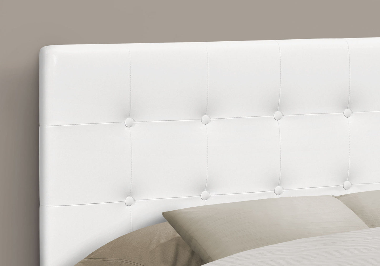 Cabecero de tamaño completo, tapizado en imitación de cuero, color blanco