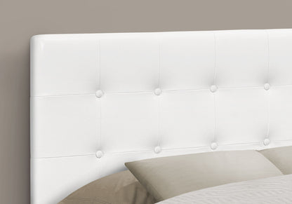 Cabecero de tamaño completo, tapizado en imitación de cuero, color blanco