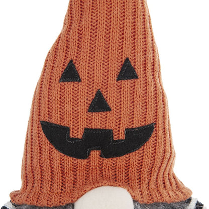 Gnomo sentado con gorro de punto, para decoración de Halloween - Negro/Naranja/Blanco
