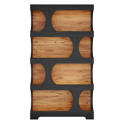 4 Tier S-Shaped Freestanding Storage Shelf For Living Room - Black / Brown
