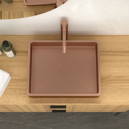 19" X 15" Stainless Steel Bathroom Sink With Pop Up Drain, Nano Surface - Rose Gold