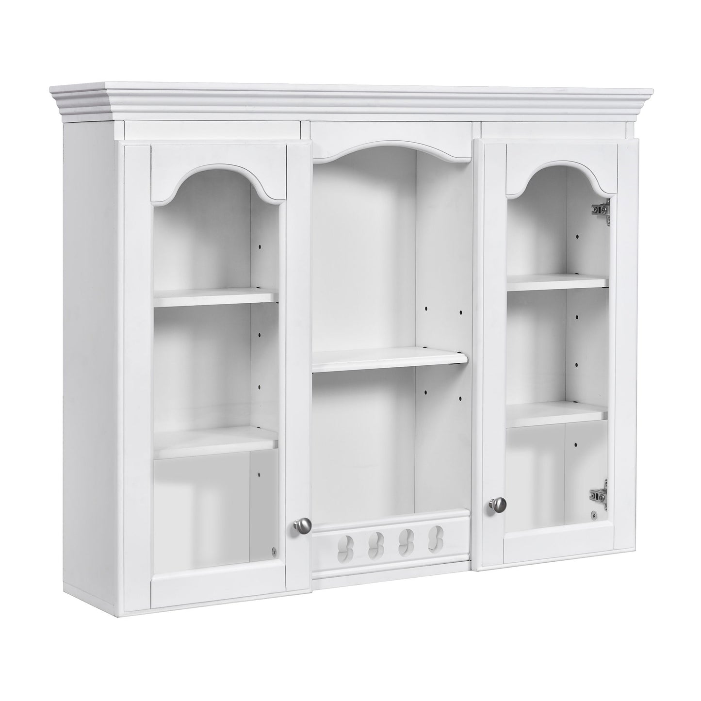 Wall-Mounted Medicine Cabinet With 2 Glass Doors, Adjustable Shelves - White