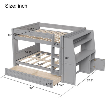 Multifunctional Bunk Bed With Desk, Bookshelves