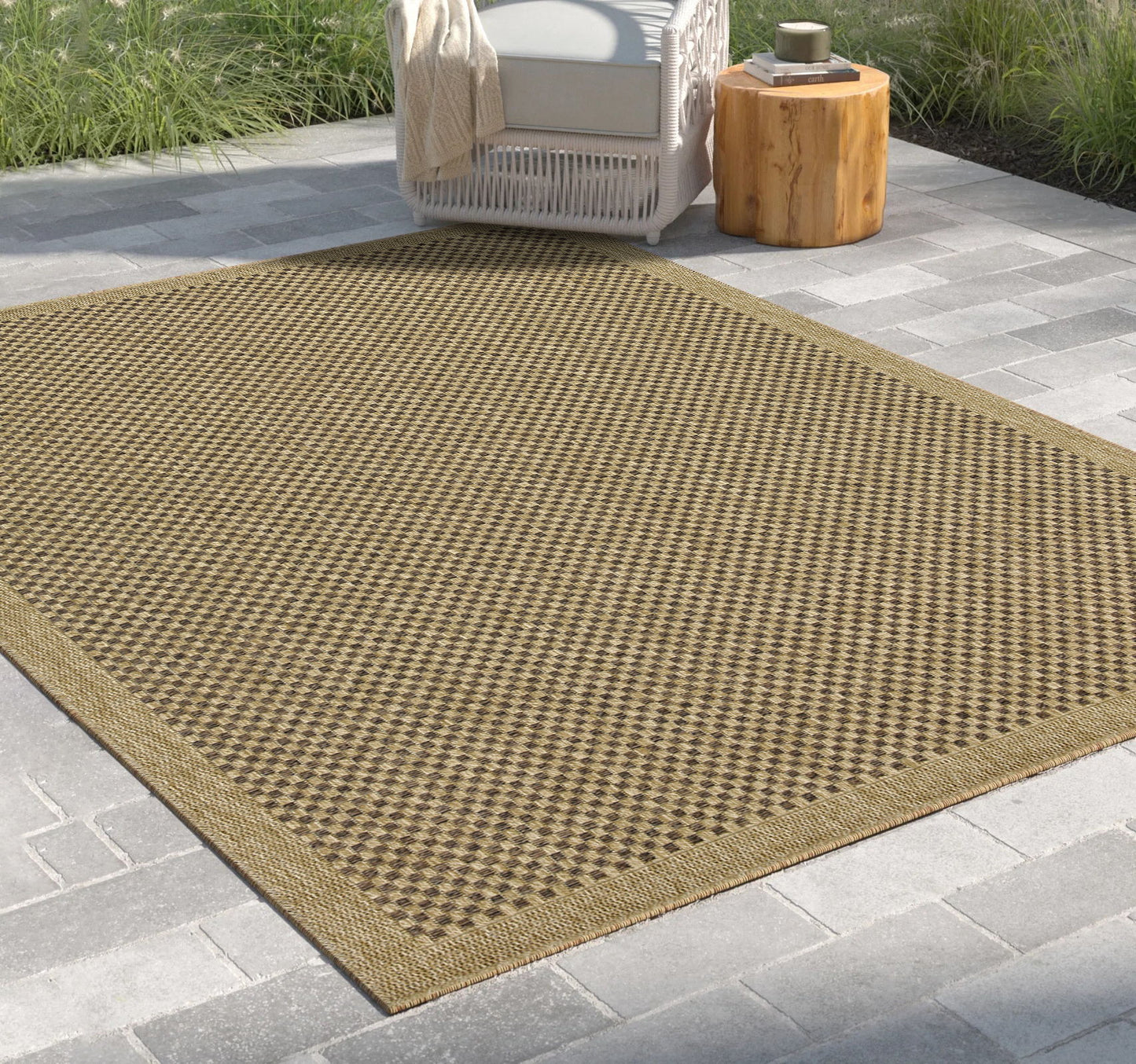 Alfombra de polipropileno Earth (2,28 m x 3,18 m), para interior y exterior, color yute, color moca.