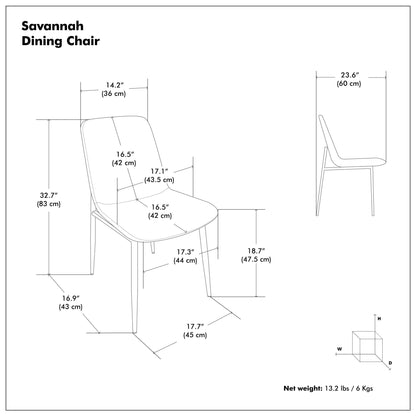 Savannah - Silla de comedor de diseño contemporáneo (juego de 2)