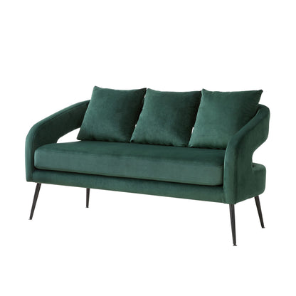 Open Back Loveseat Settee With 3 Pillows