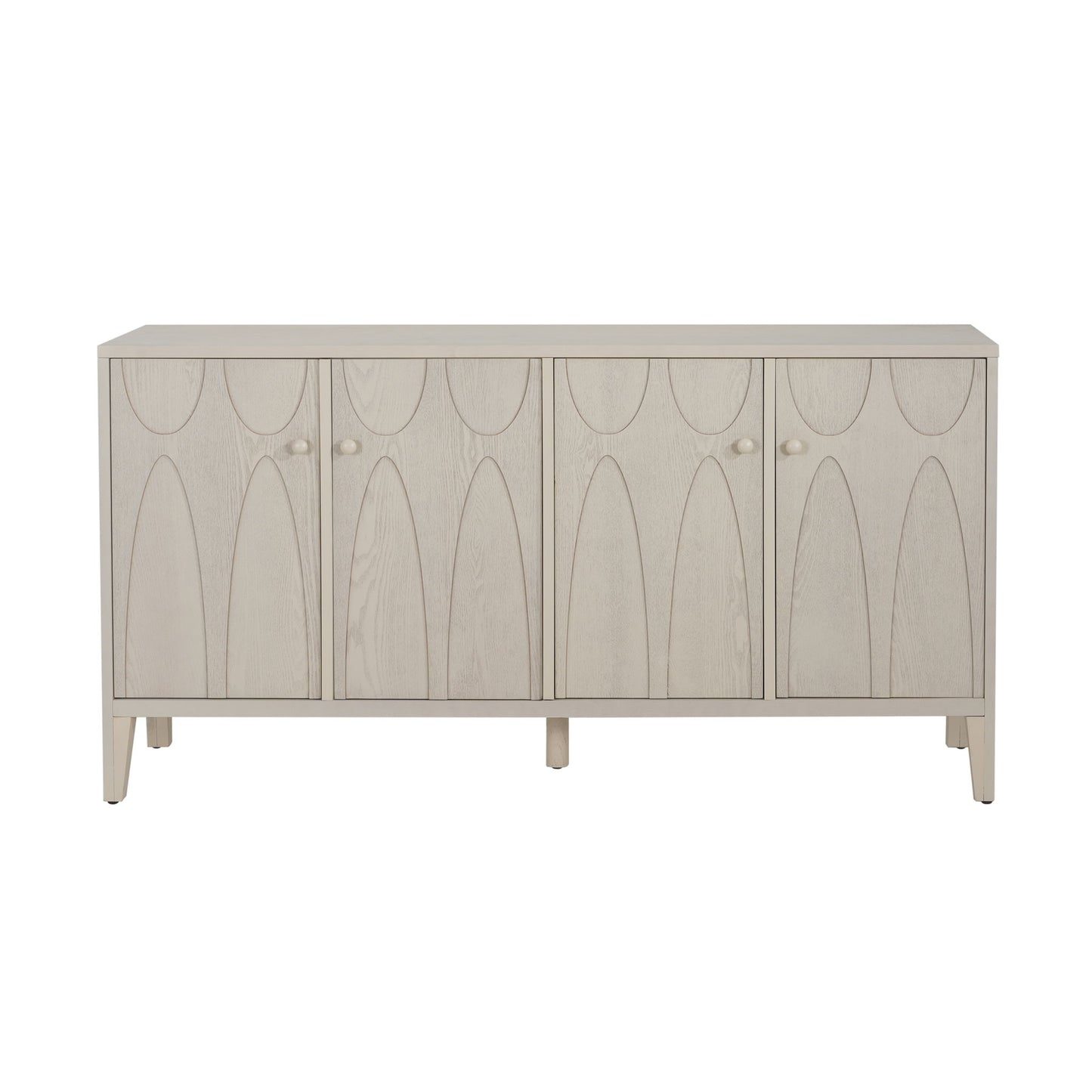 Mid Century Modern Wood Sideboard With Adjustable Shelves And Storage Cabinet - White Washed