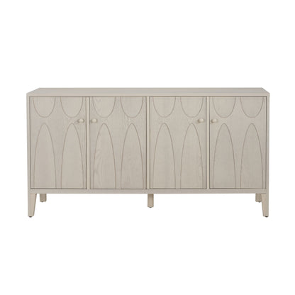 Mid Century Modern Wood Sideboard With Adjustable Shelves And Storage Cabinet - White Washed