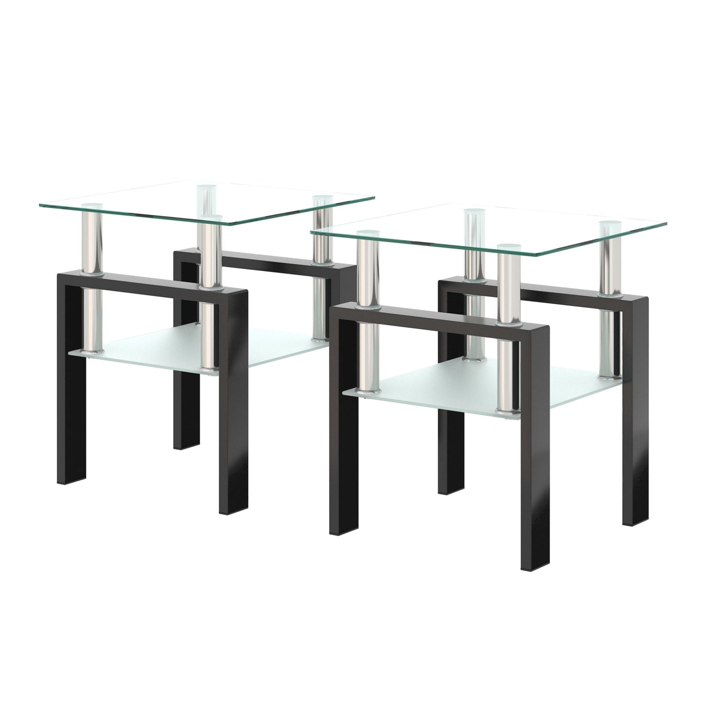 Mesa de centro moderna de vidrio templado, mesa auxiliar cuadrada para sala de estar