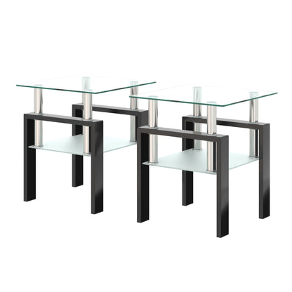 Mesa de centro moderna de vidrio templado, mesa auxiliar cuadrada para sala de estar
