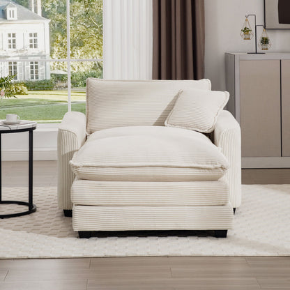 Classic Modern Comfortable Single Chair Deep Seat Sofa With Footstool