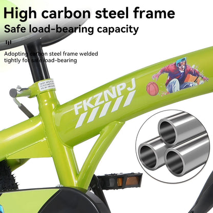 Fkznpj - Bicicleta deportiva para niños de 16" con ruedas de entrenamiento y soporte. Sillín ajustable. Ideal para niños y niñas de 4 a 8 años. Altura de 41 a 46". Disponible en varios colores.