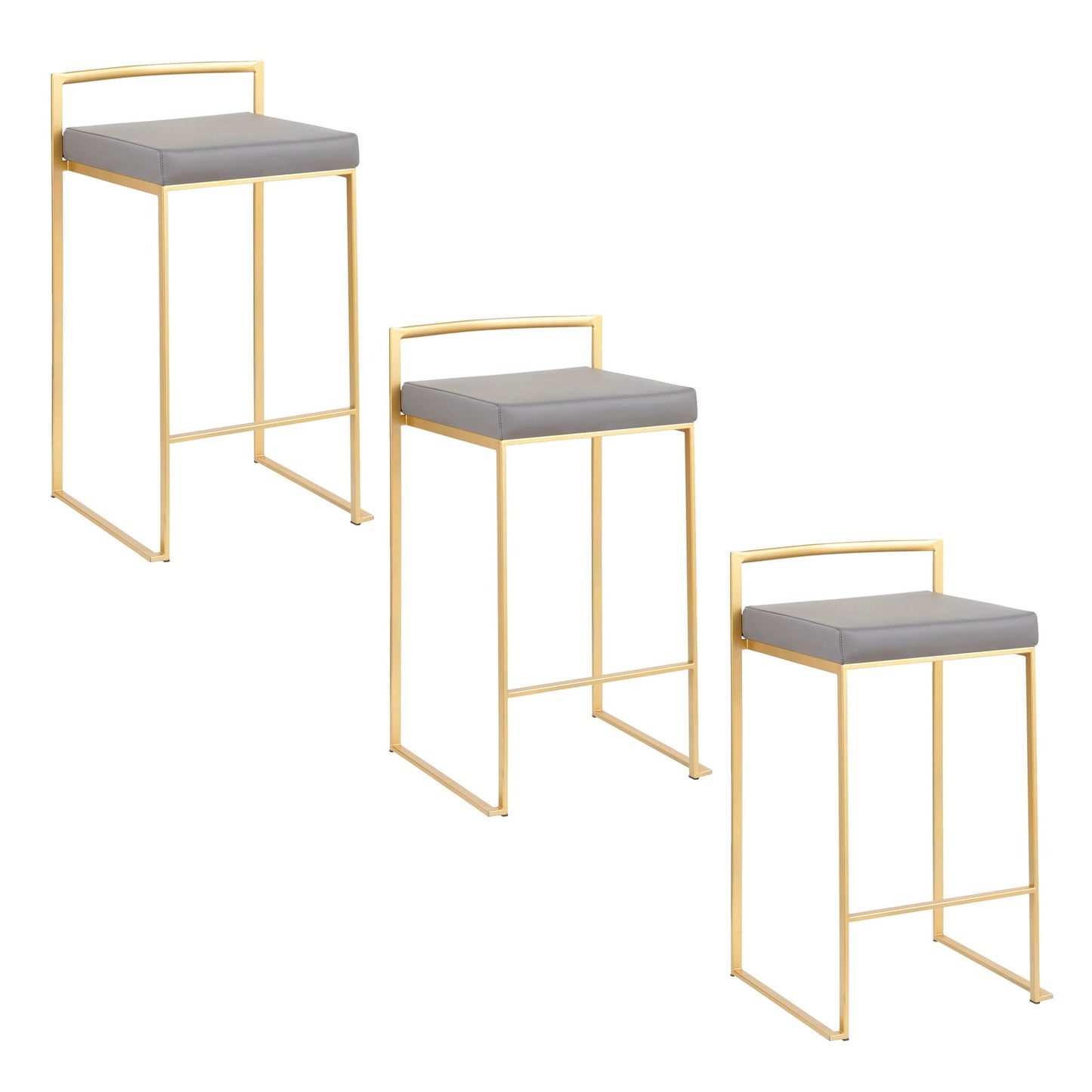 Taburete de bar Fuji de diseño contemporáneo y glamuroso (juego de 2)