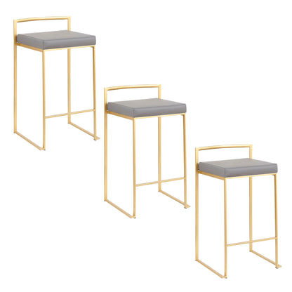 Taburete de bar Fuji de diseño contemporáneo y glamuroso (juego de 2)