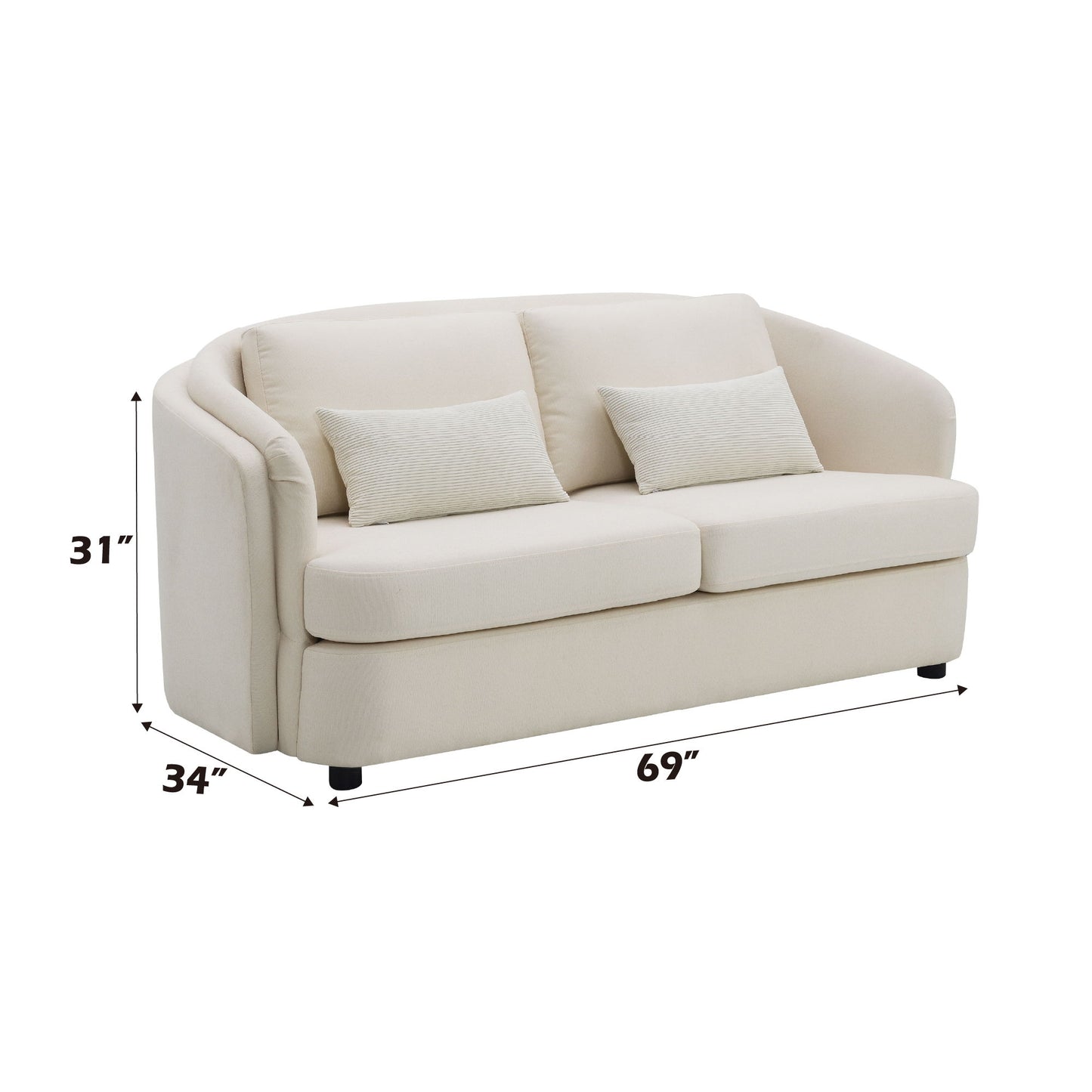 Mariko - Loveseat de lino con dos cojines - Beige