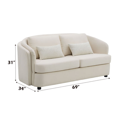 Mariko - Loveseat de lino con dos cojines - Beige