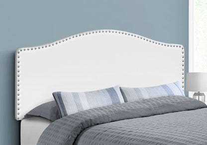 Cabecera de cama tamaño queen, tapizada, estilo transicional, color blanco