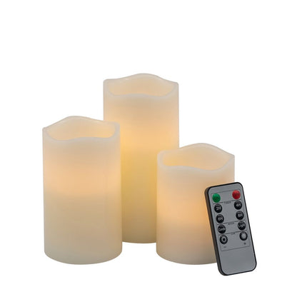 Velas LED con temporizador remoto (juego de 3) - Marfil