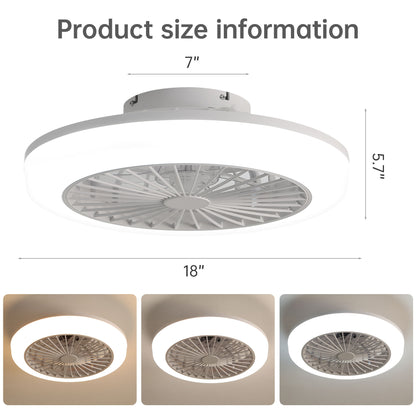 Bladeless Ceiling Fan With Light And Remote Control - White