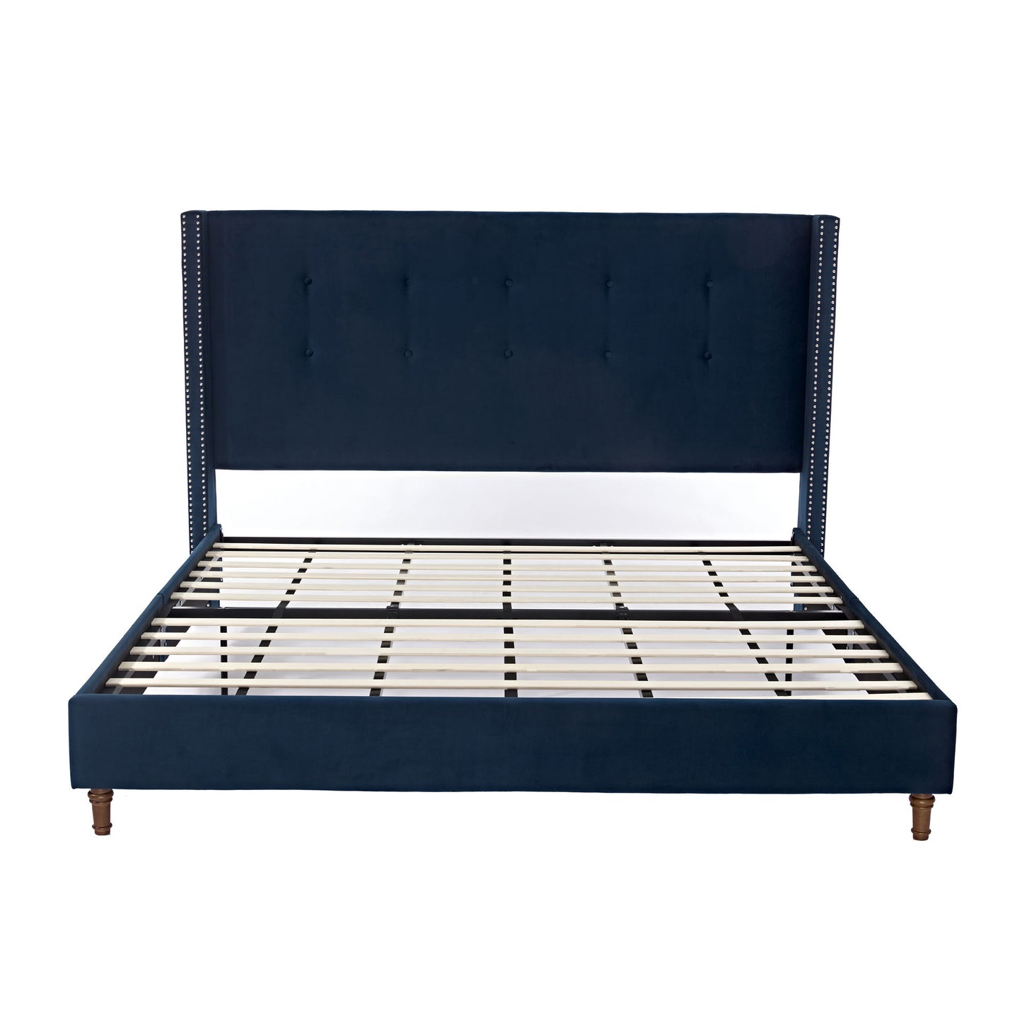 Peyton - Cama tapizada con cabecera de 137 cm de alto y capitoné tradicional abotonado a mano