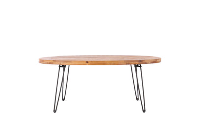Mesa de cóctel plegable ovalada de madera recuperada natural para tu sala de estar - Natural