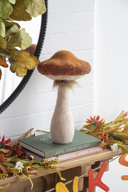 Adorno navideño de hongo, ideal para la fiesta de la cosecha, el festival de otoño y la decoración de mesa de Acción de Gracias (juego de 2) - Beige/Naranja