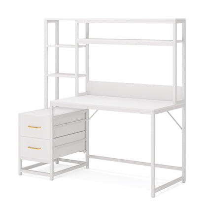 Computer Desk With Hutch, 2 Drawers & Open Shelves
