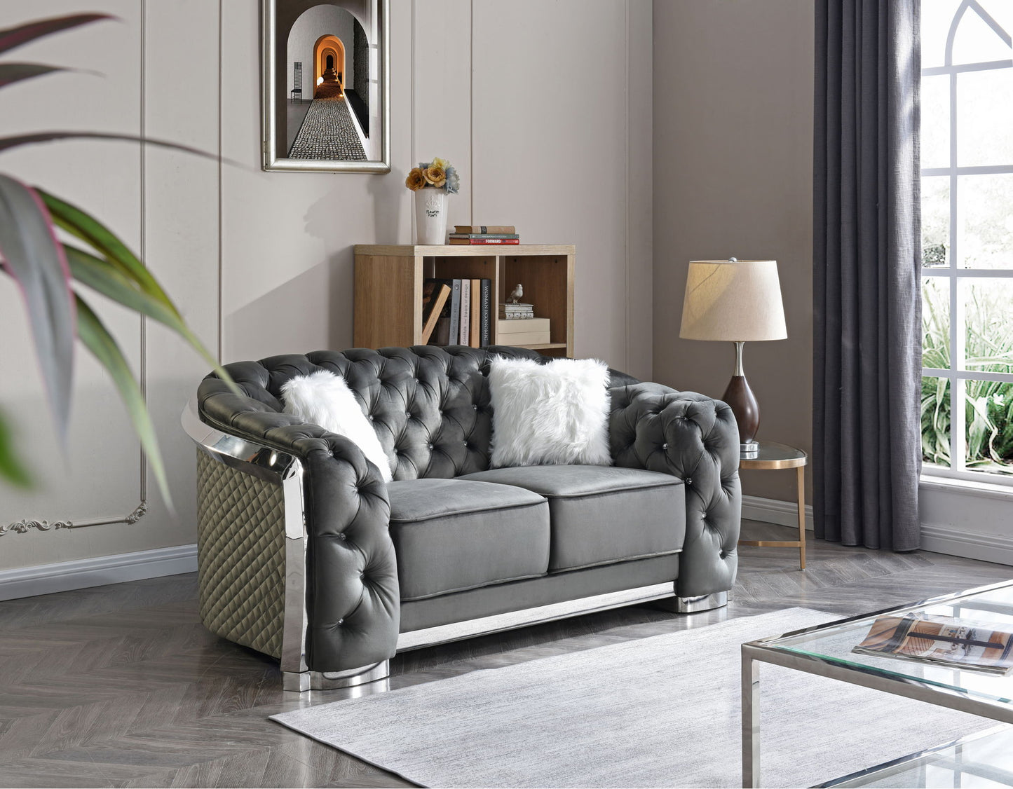 Loveseat With Flared Arms
