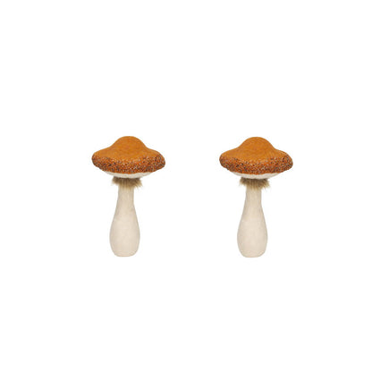 Adorno navideño de hongo, ideal para la fiesta de la cosecha, el festival de otoño y la decoración de mesa de Acción de Gracias (juego de 2) - Beige/Naranja