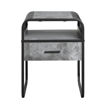 Raziela - Mesa auxiliar con cajón - Gris hormigón/Negro