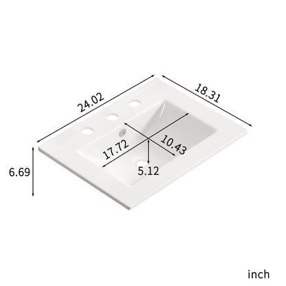 Vessel Sink With 3 Holes, Oval Design For Bathroom - Milk White