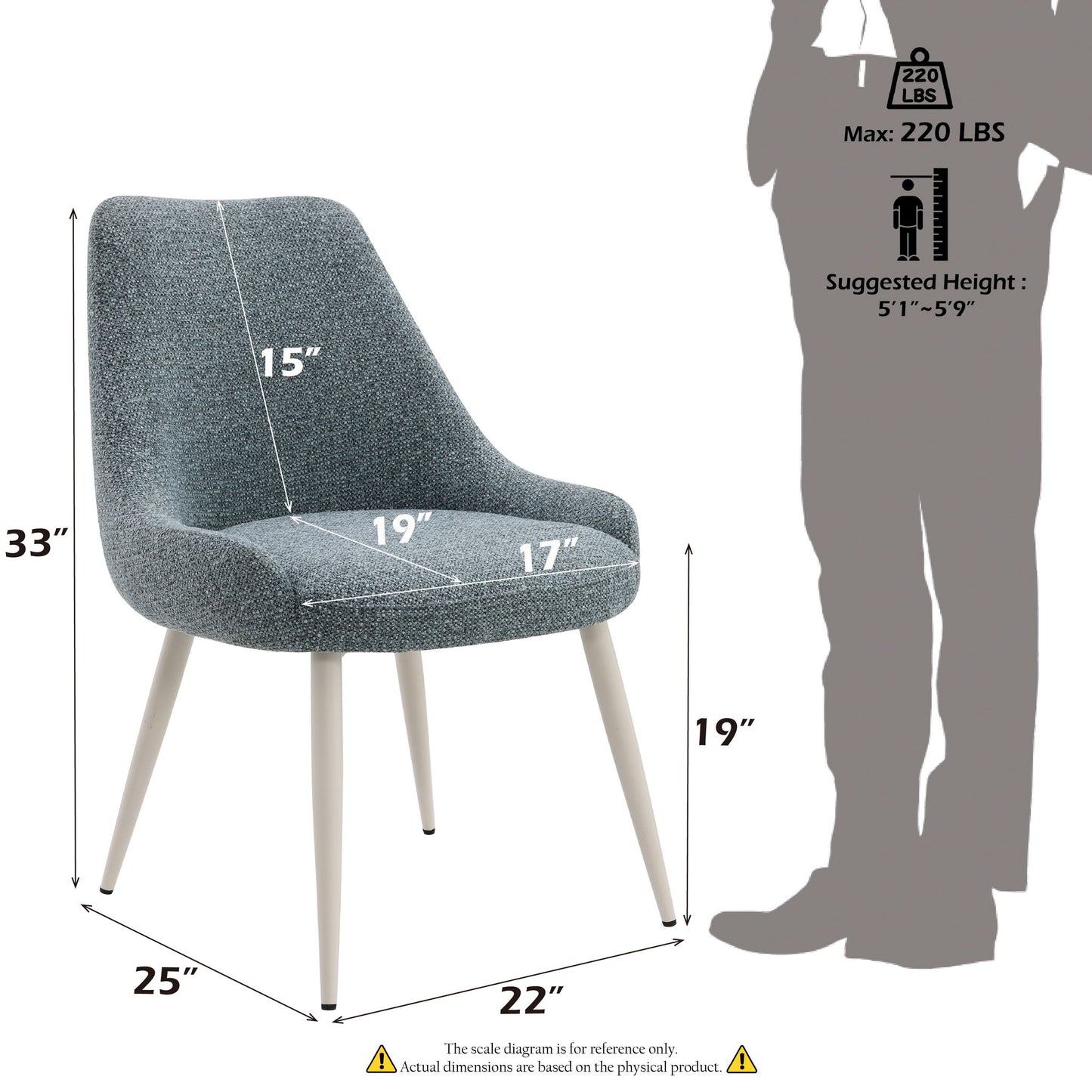 Laela - Silla auxiliar de mesa Boucle Bone - Azul claro